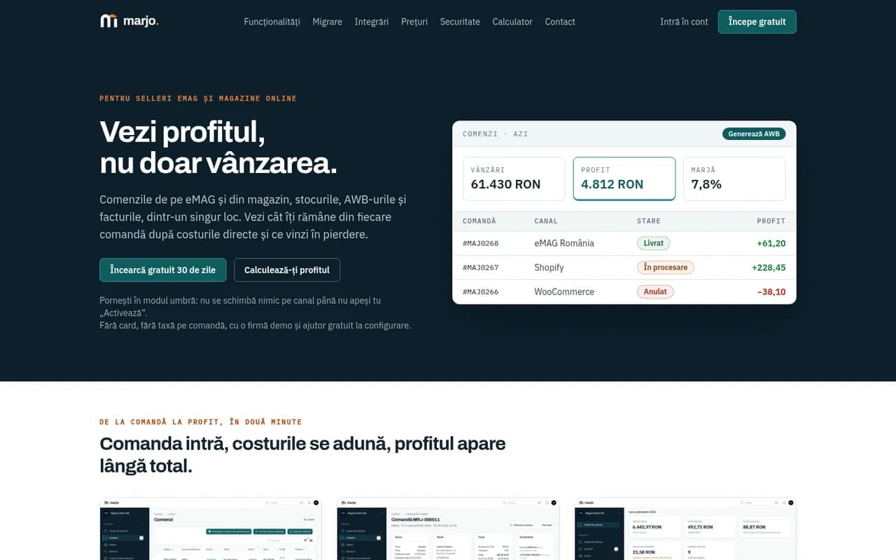 marjo.ro — captură de ecran, desktop