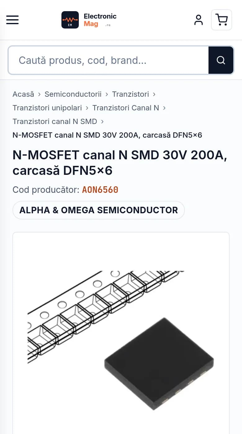 electronic-mag.ro — pagină de produs, mobil